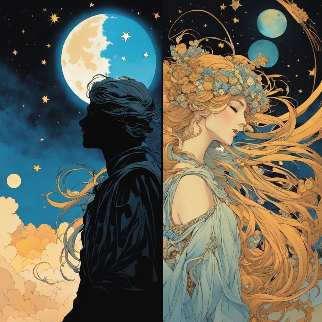 Split Sky Image in Anime Style