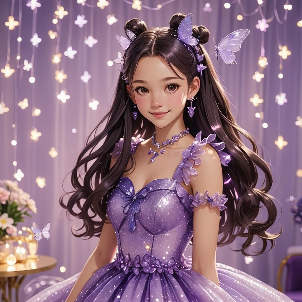 Olivia Rodrigo in Anime Style with Butterfly Clips