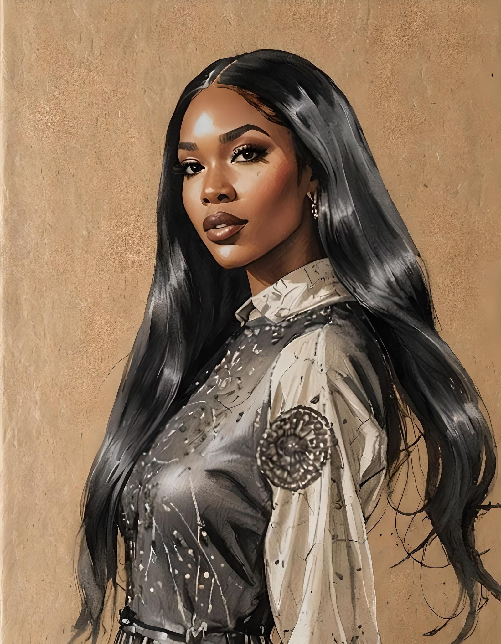 Fashionista Sketch: Black Woman in Icon Dress