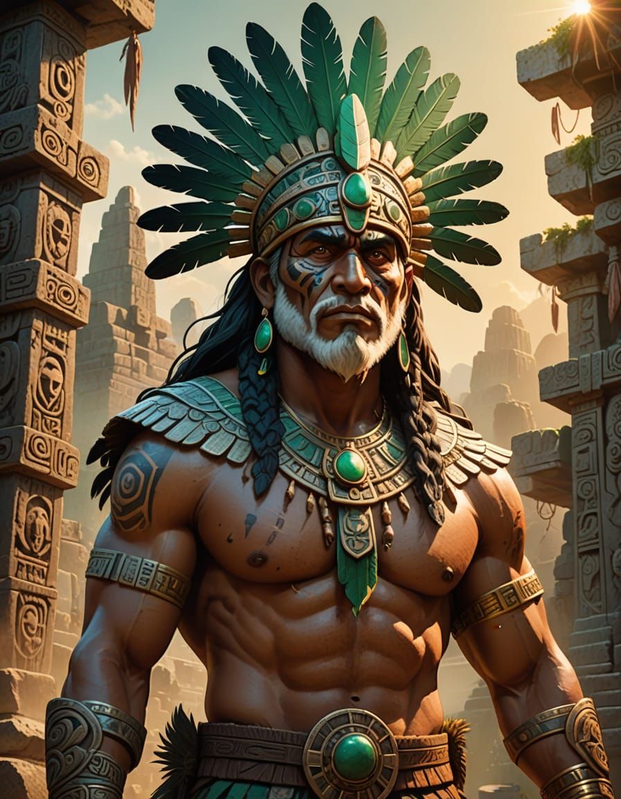 Giant Aztec Mythological Being in Stone Ruins