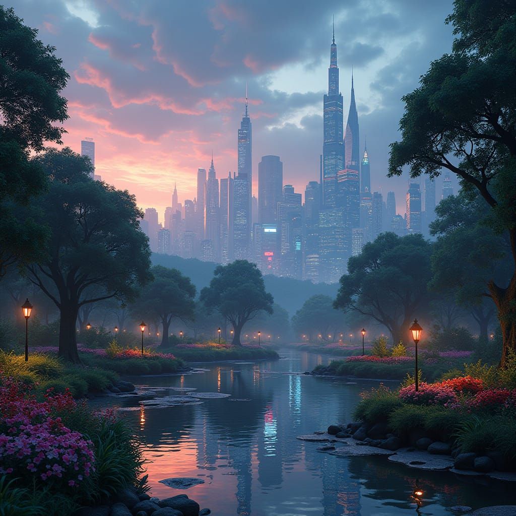 Urban Oases: A Fantastical Metropolis Meets Serene Sanctuary