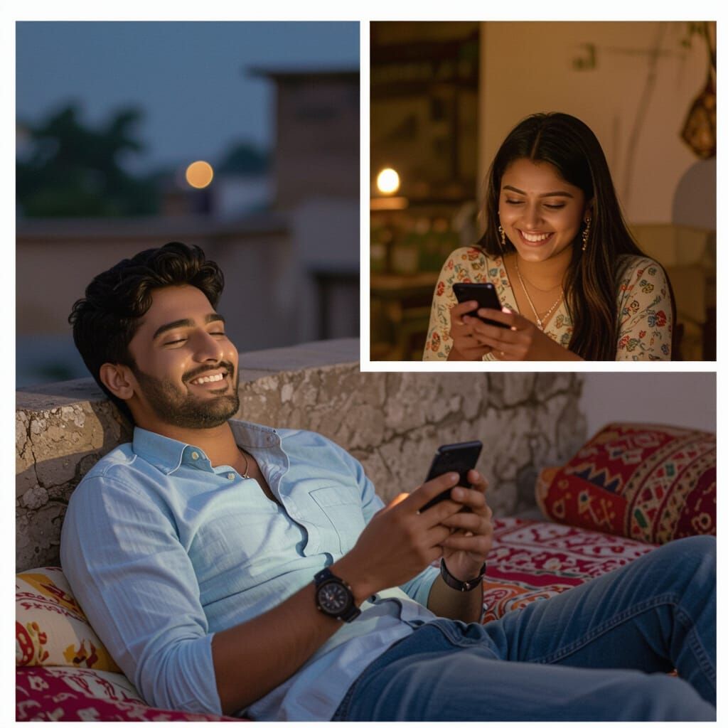 Indian Rooftops at Night in Pixar-style 3D Animation