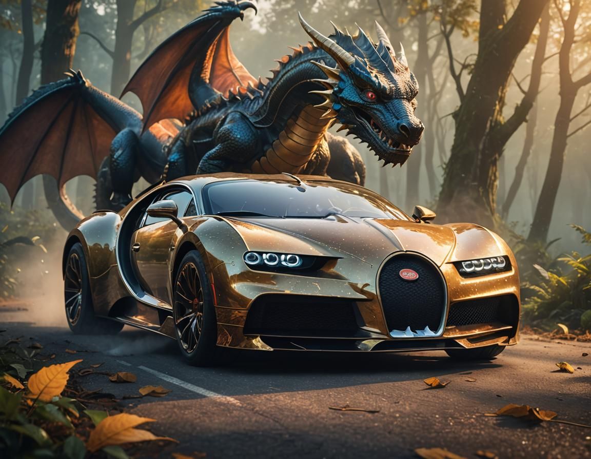 Bugatti Dragon Hybrid in Mystical Forest