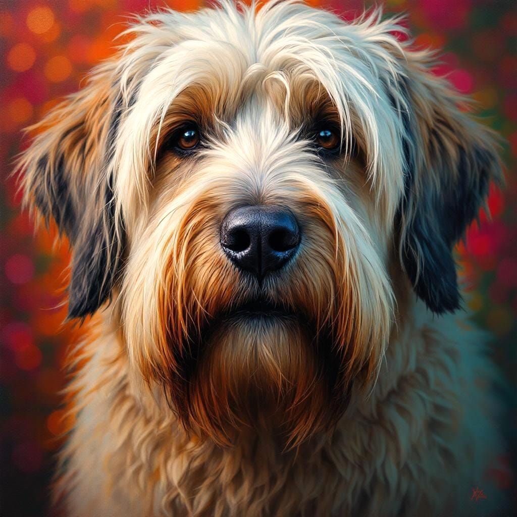 Komondor Dog Portrait in Detailed Oil Painting Style