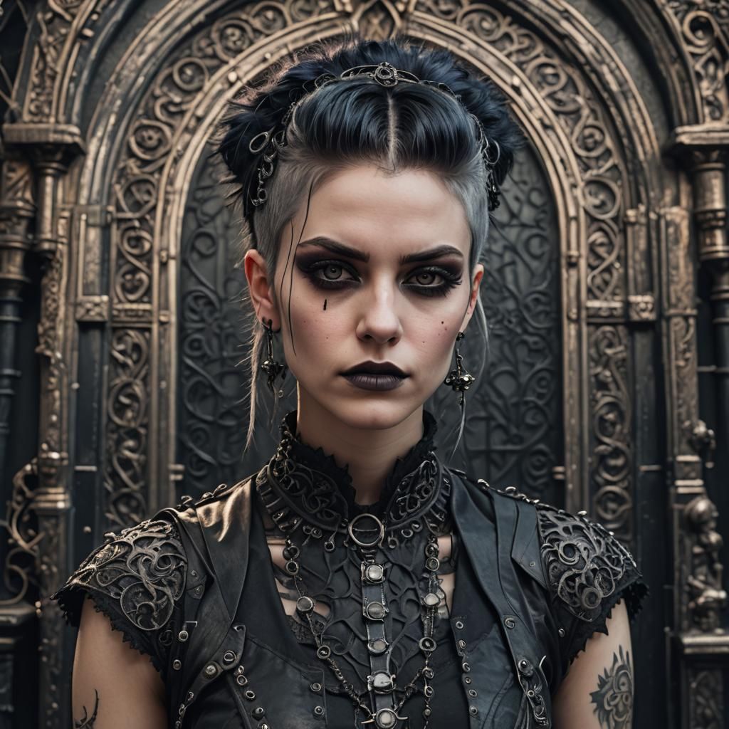 Young Gothic Punk Woman in Detailed Photorealistic Shot
