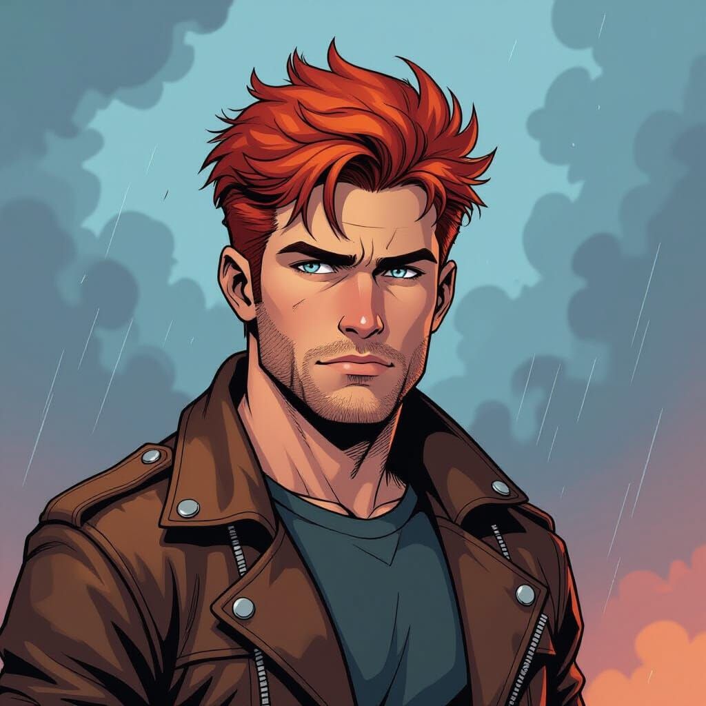 Comic Style Portrait of Jean Grey and Wolverine's Son