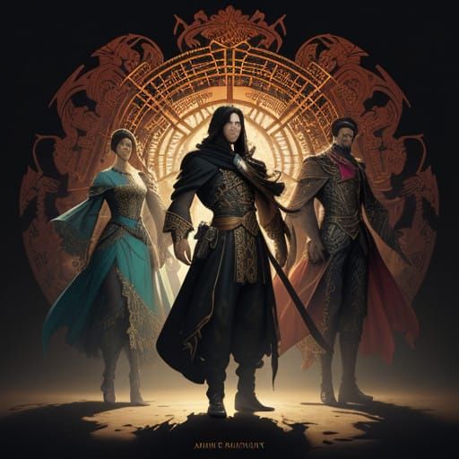 Three Figures in a Triadic Color Scheme