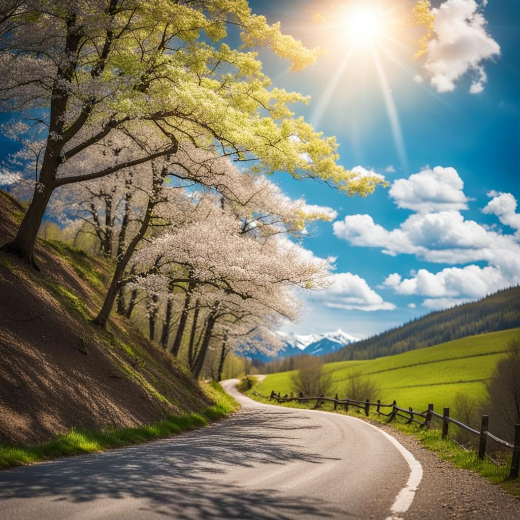 Scenic Mountain Road in Spring: Professional Photography