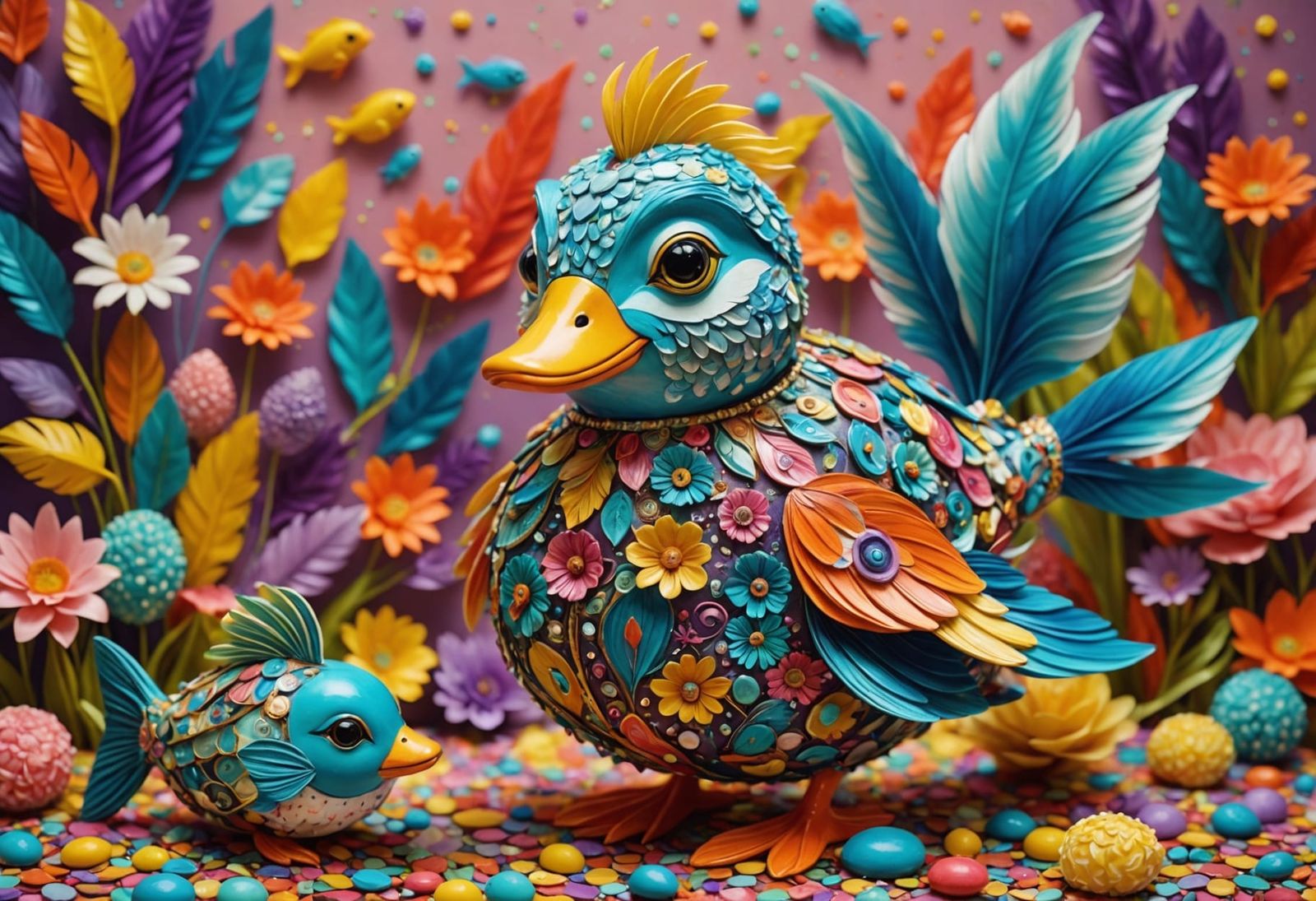 Vibrant Fantasy Scene in Acrylic Art