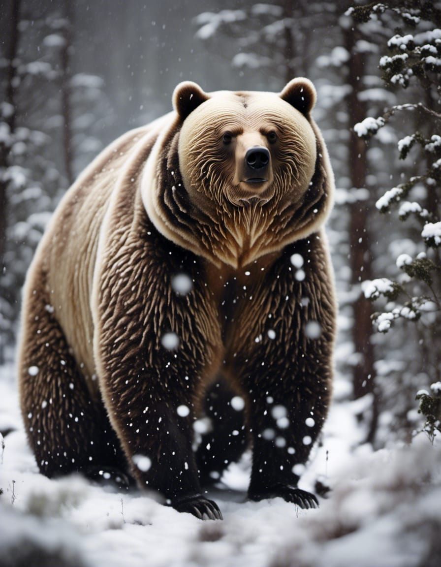 Tasmanian Bear in Snow, AI Generated