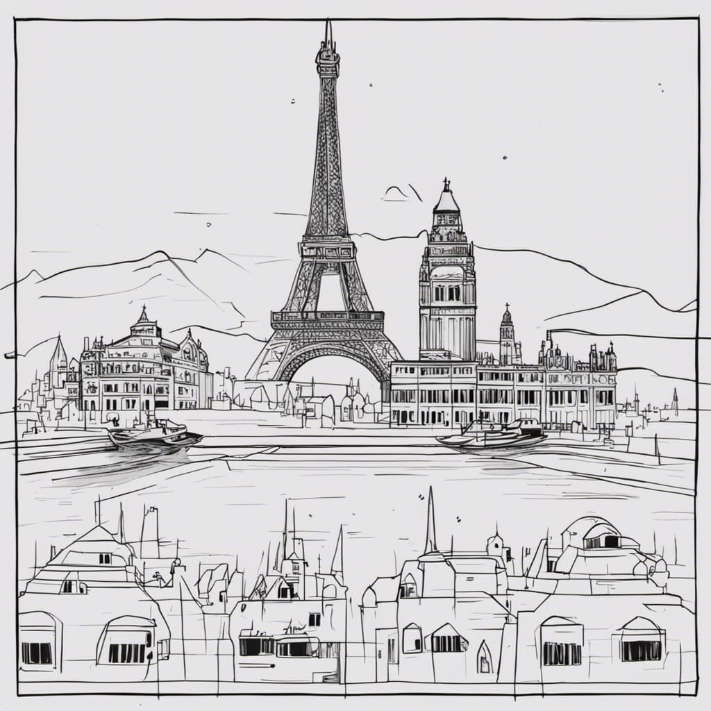 Minimalist One Line Drawing of World Landmarks
