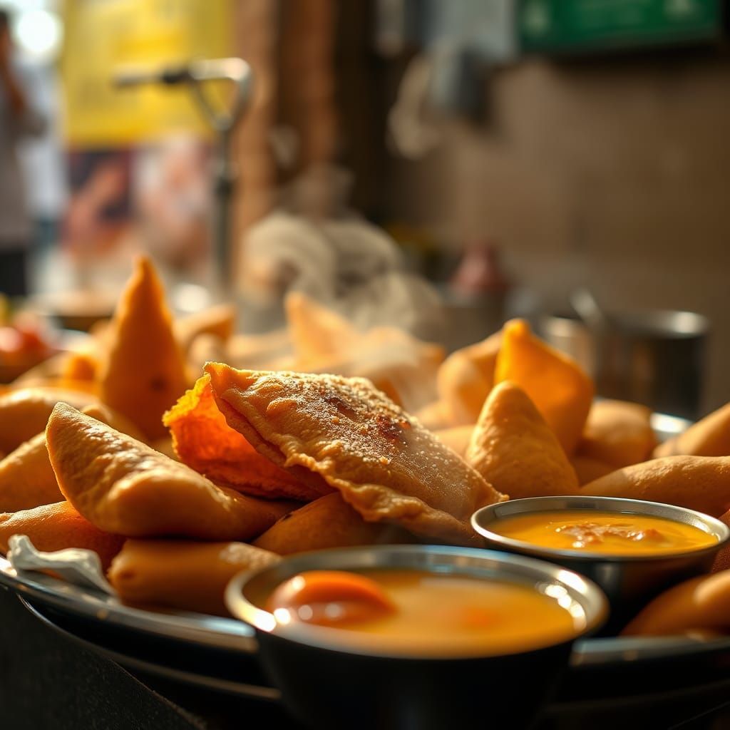 Golden Indian Street Food Still Life