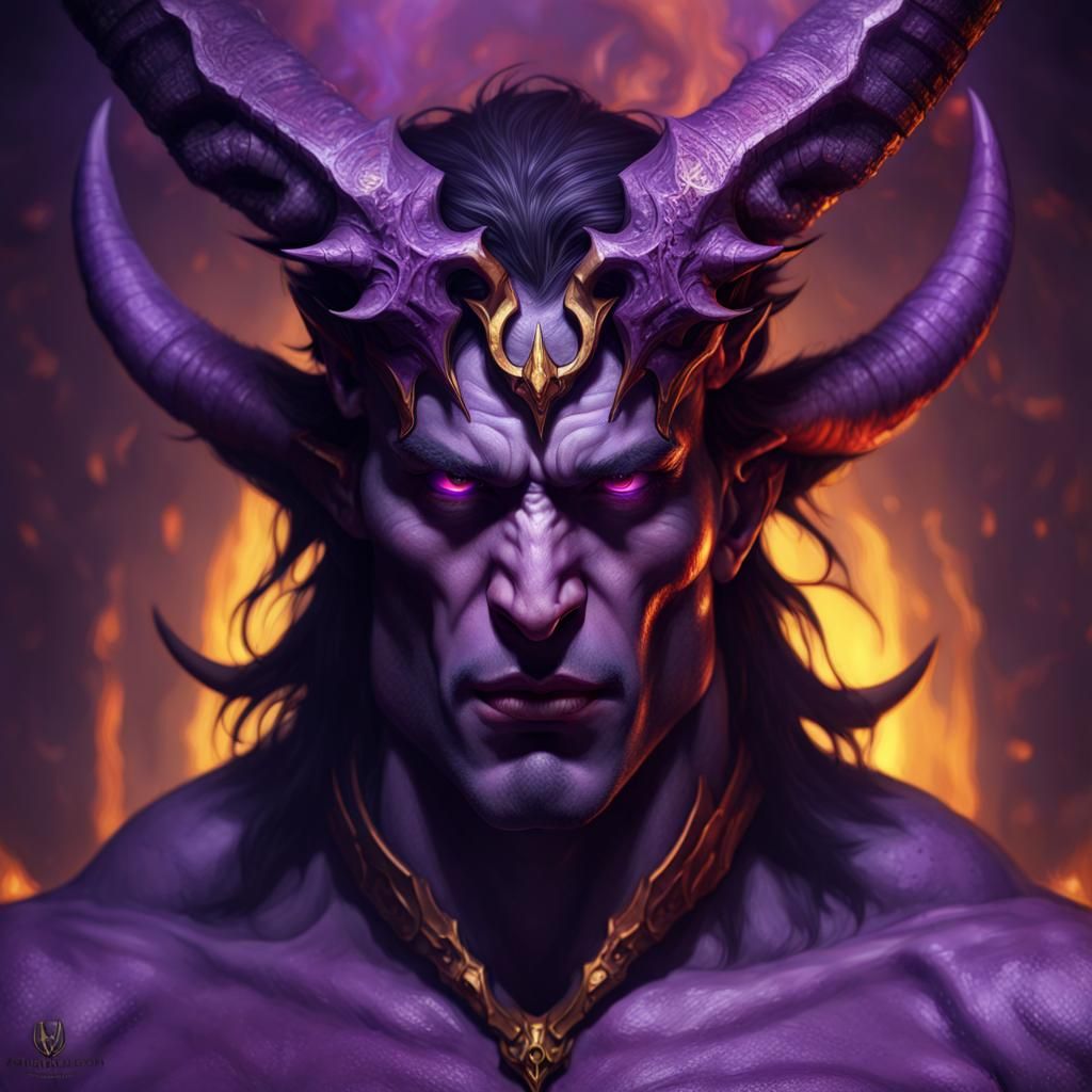 Fierce Demon Portrait in Dark Fantasy Style