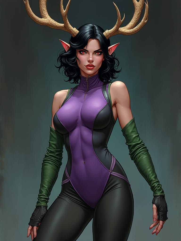 Cyberpunk Goddess in Jewel Tones