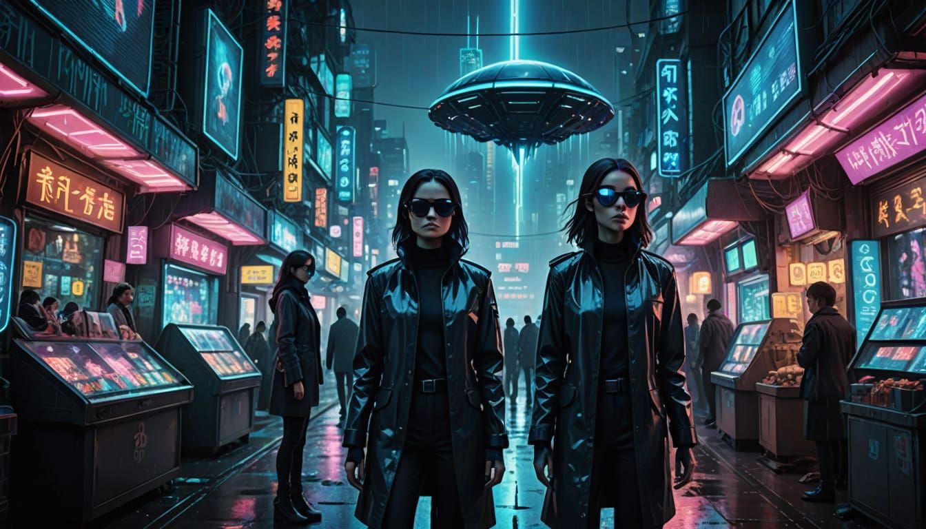 MIB Agents in a Neon Alien Bazaar