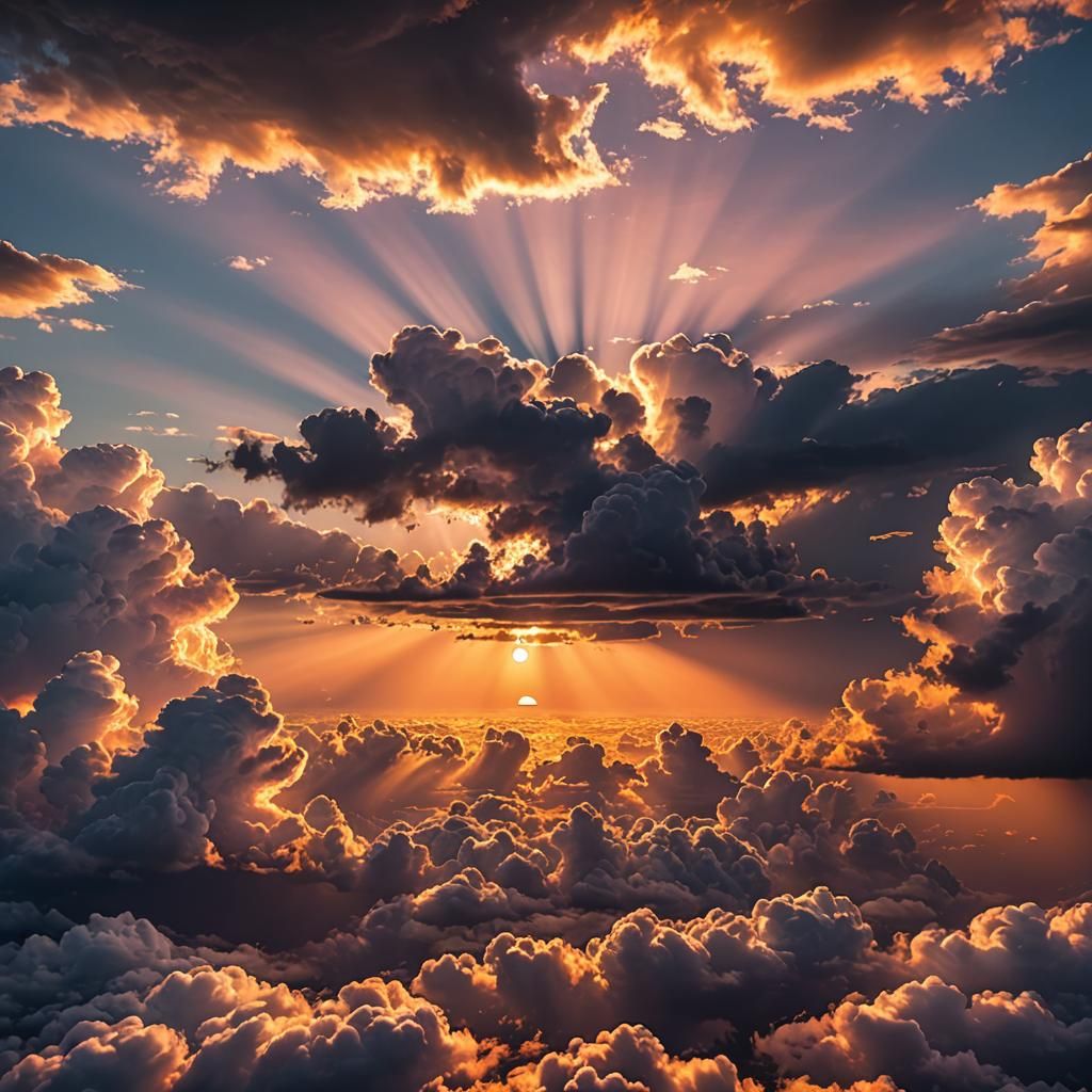 Dramatic Sunset View From Airplane Window