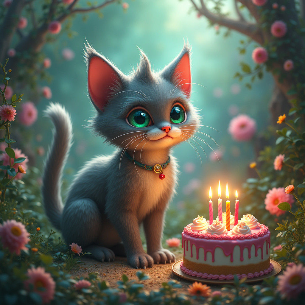 Ornery Cat's Whimsical Birthday in Fantasy Realm