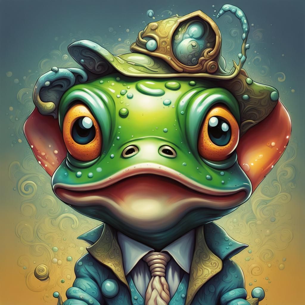 Chibi Frog-Elephant Character in Graffiti Style