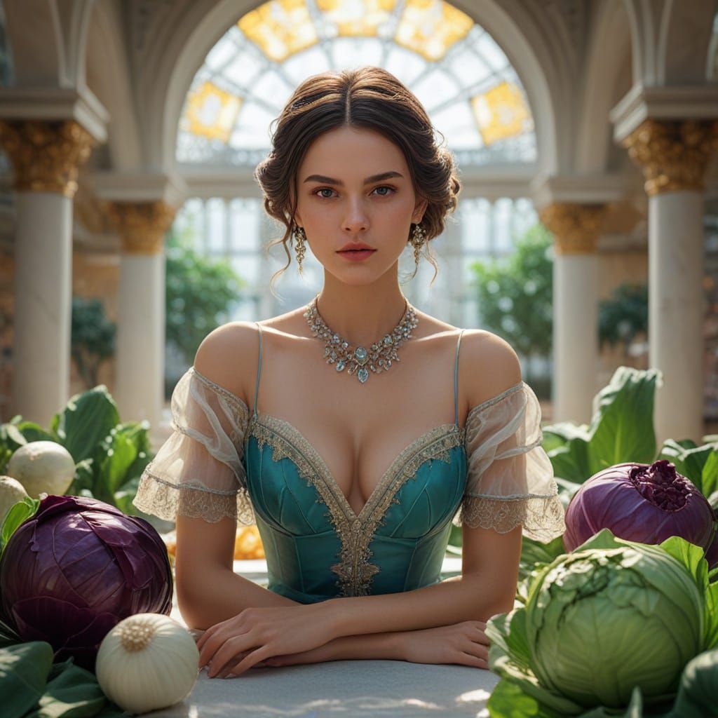 Glass Vegetables in Summer Palace: Hyperrealistic Concept Ar...