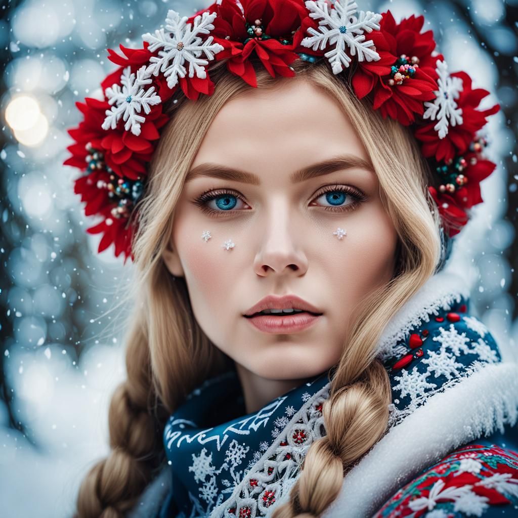 Russian Model in Winter Wonderland: Digital Portrait