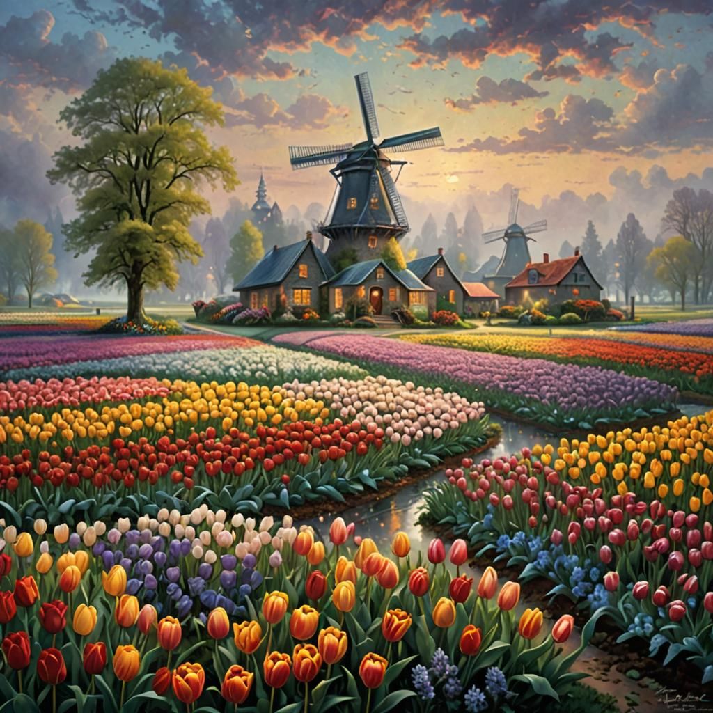 Ethereal Tulip Field in Holland