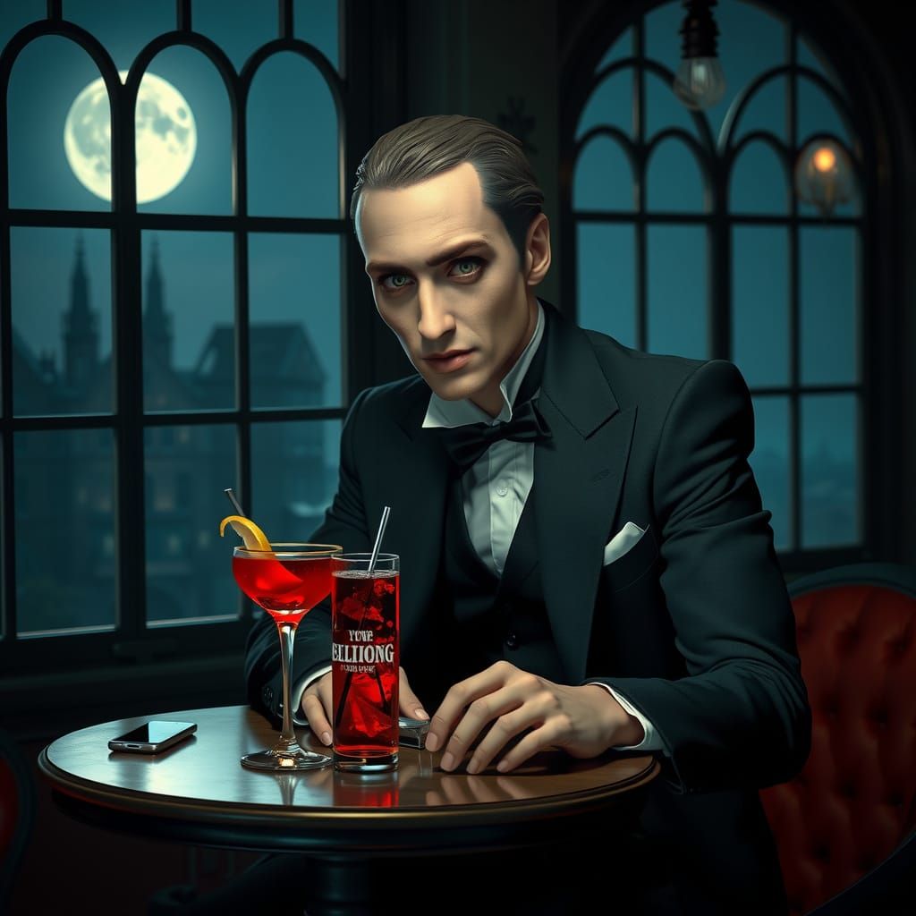 Ethereal Vampire in Midnight Cafe