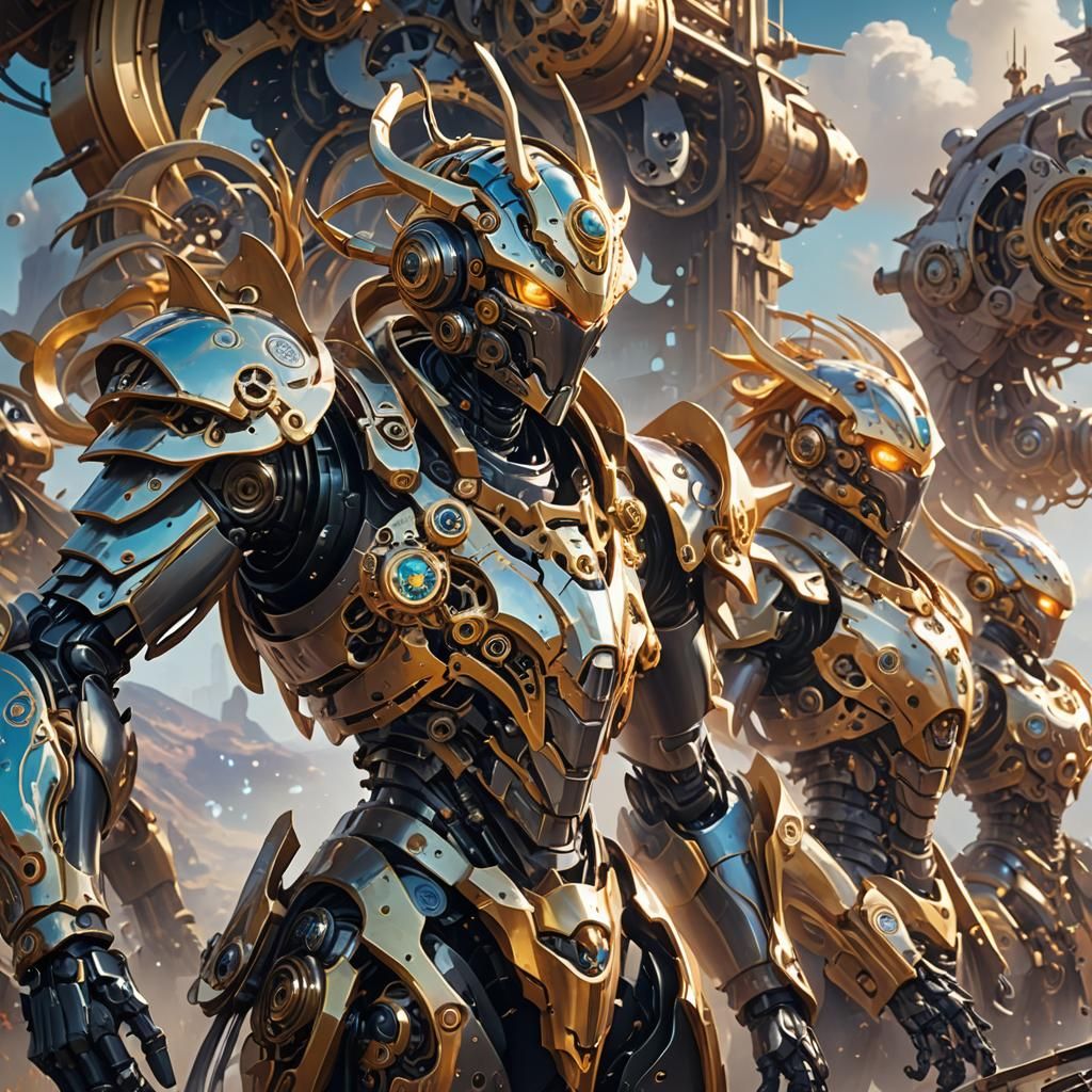 Mechanical Legion in Dreamlike Anime Landscape