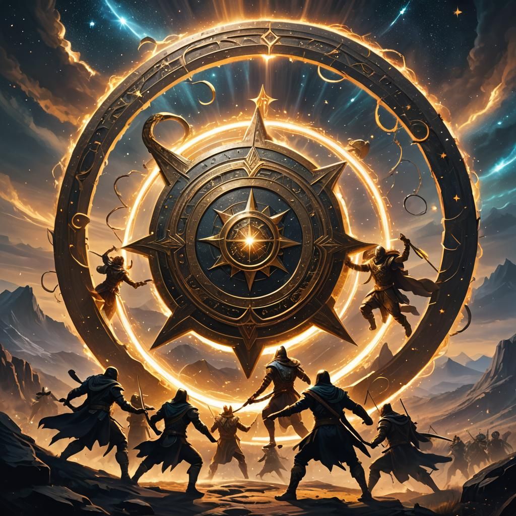 Warriors Defend with Ring of Stars in Fantasy Art