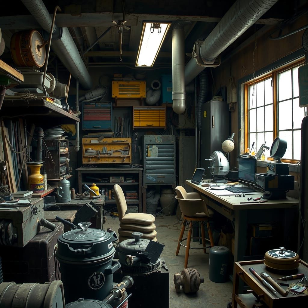 Industrial Workshop Inspired by Syd Mead and Giger