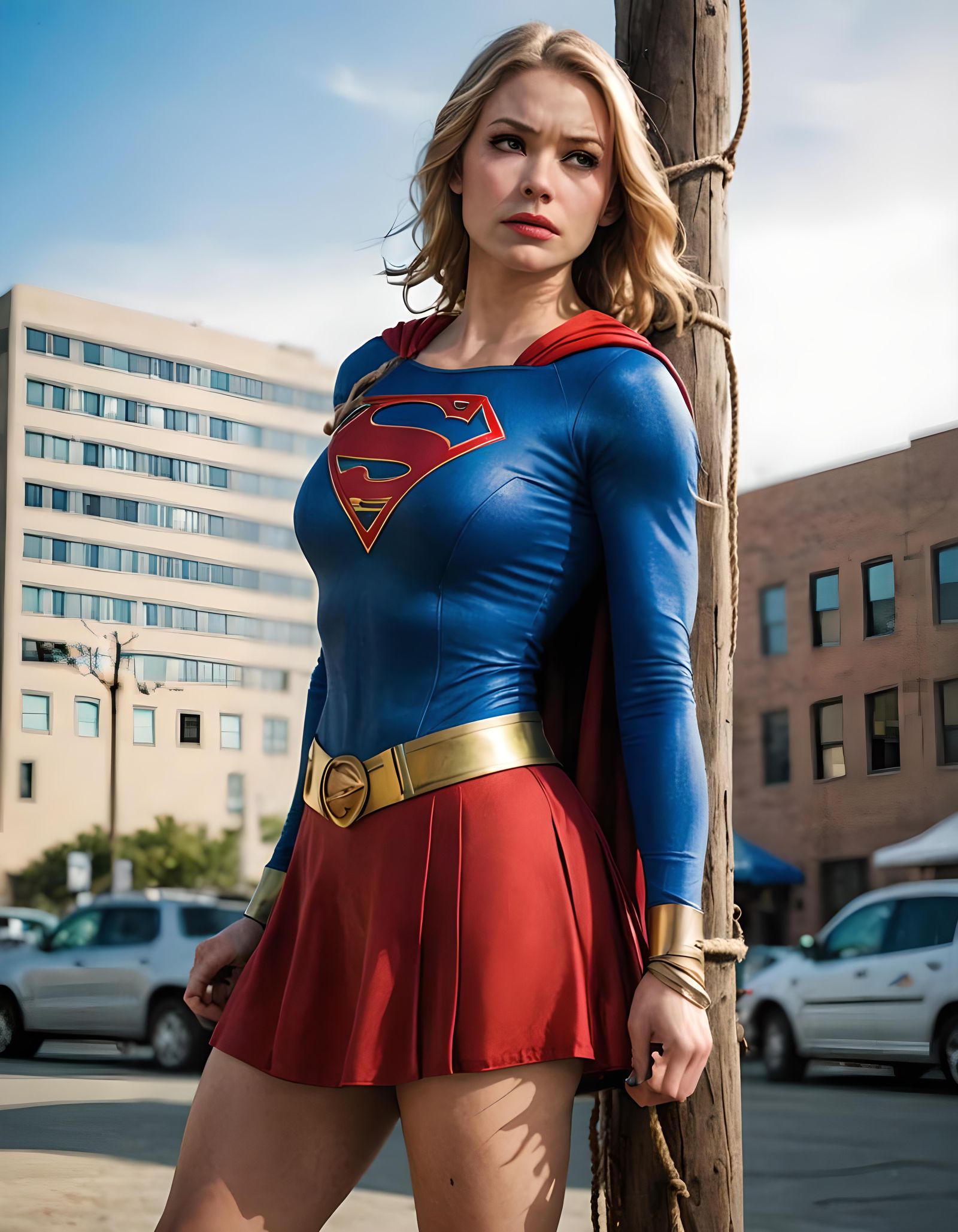 Supergirl Tied to a Pole