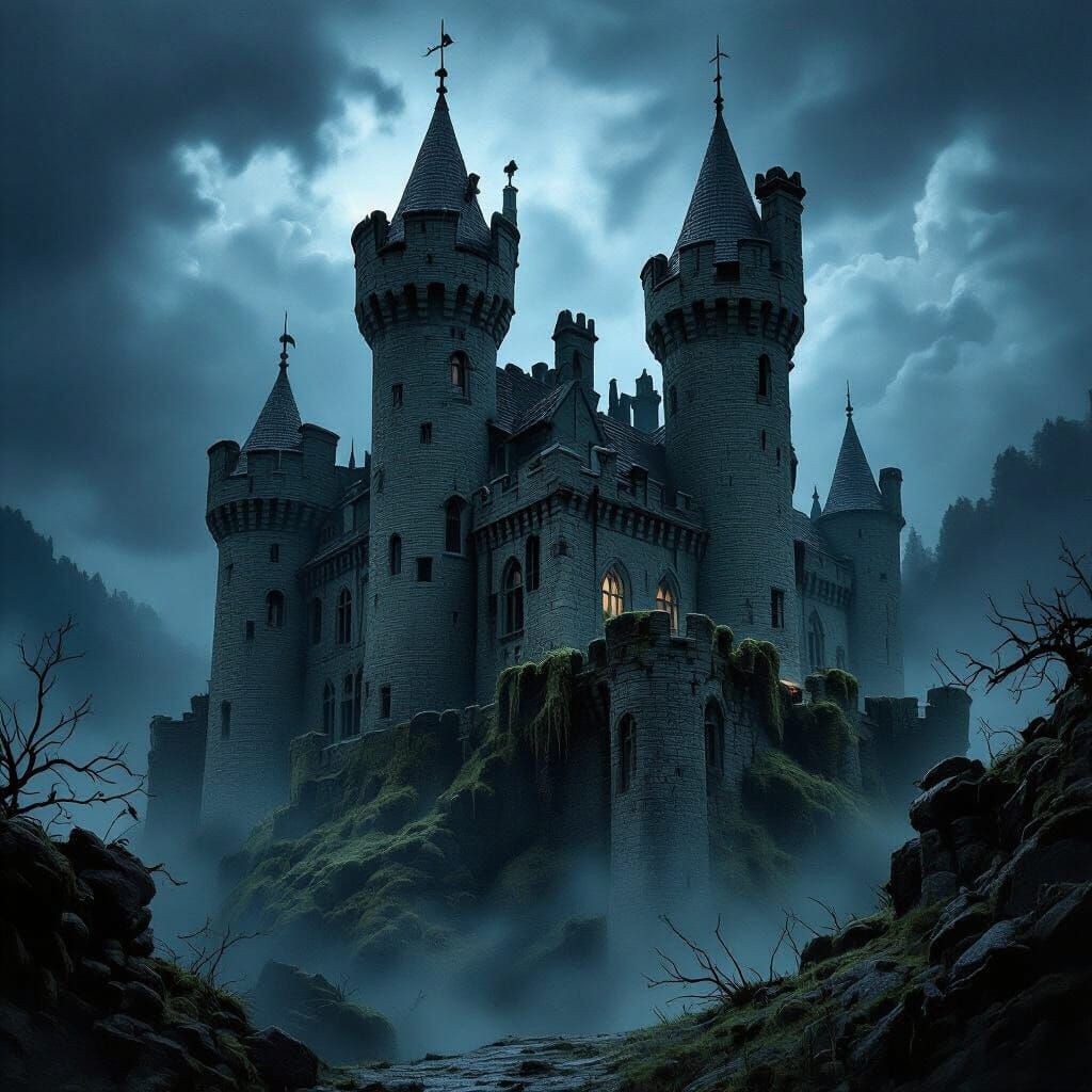 Haunted Castle in Gothic Dark Fantasy Style