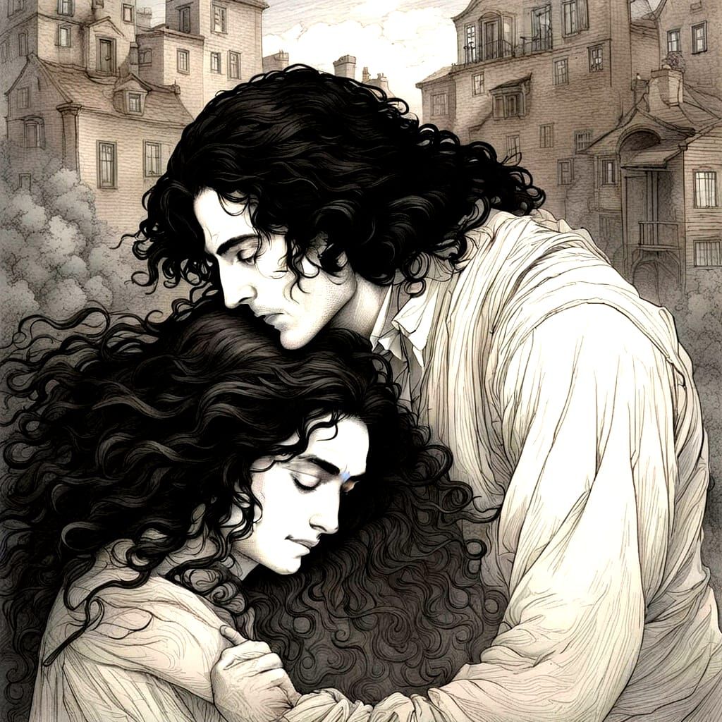 Moody Gothic Romance in a Klimt-Inspired Art Piece