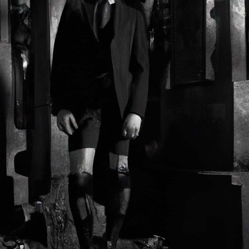 Aristocratic Man in Abandoned Graveyard, Hyperrealistic Phot...