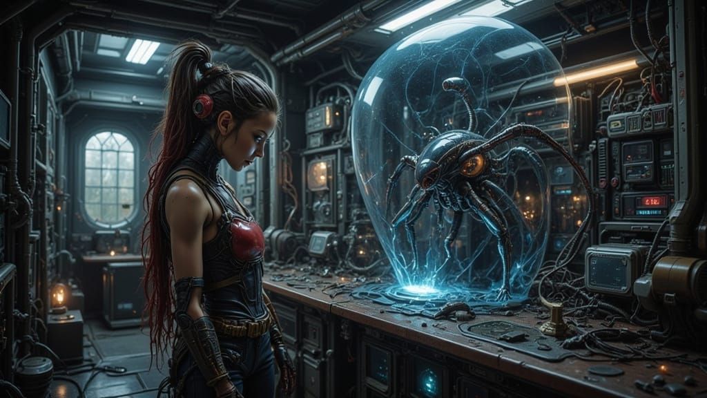 Zoe Explores Alien Lab with Glowing Technology