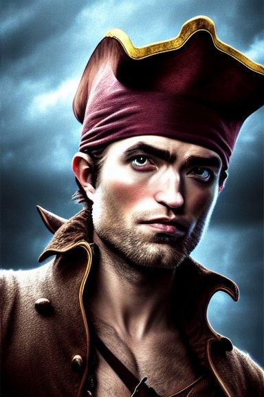 Robert Pattinson as a Hyper-Realistic Pirate Portrait