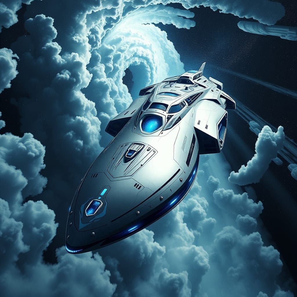 Futuristic Asgard Mothership Soaring Through Space