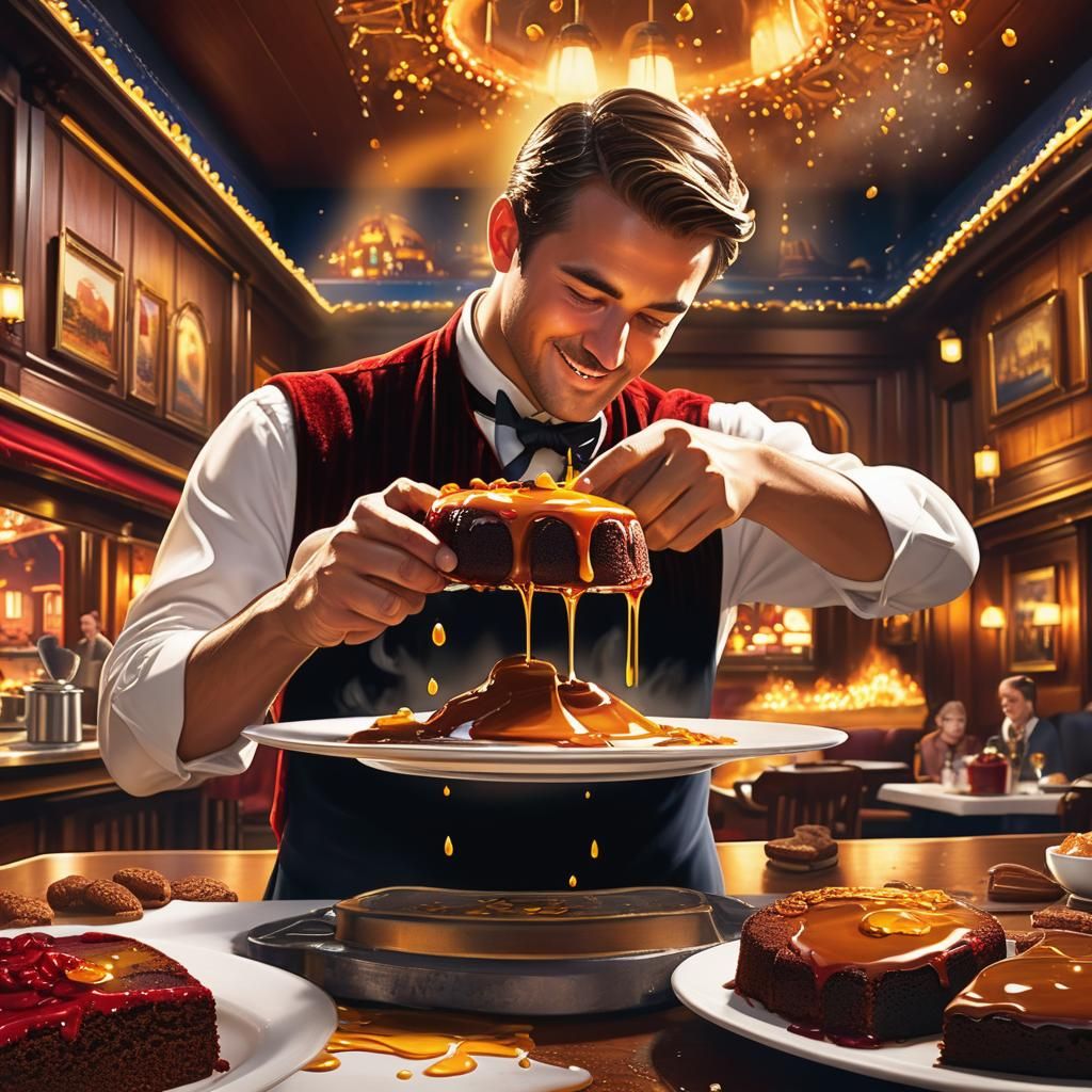 Gingerbread Lava Cake in The Polar Express Restaurant