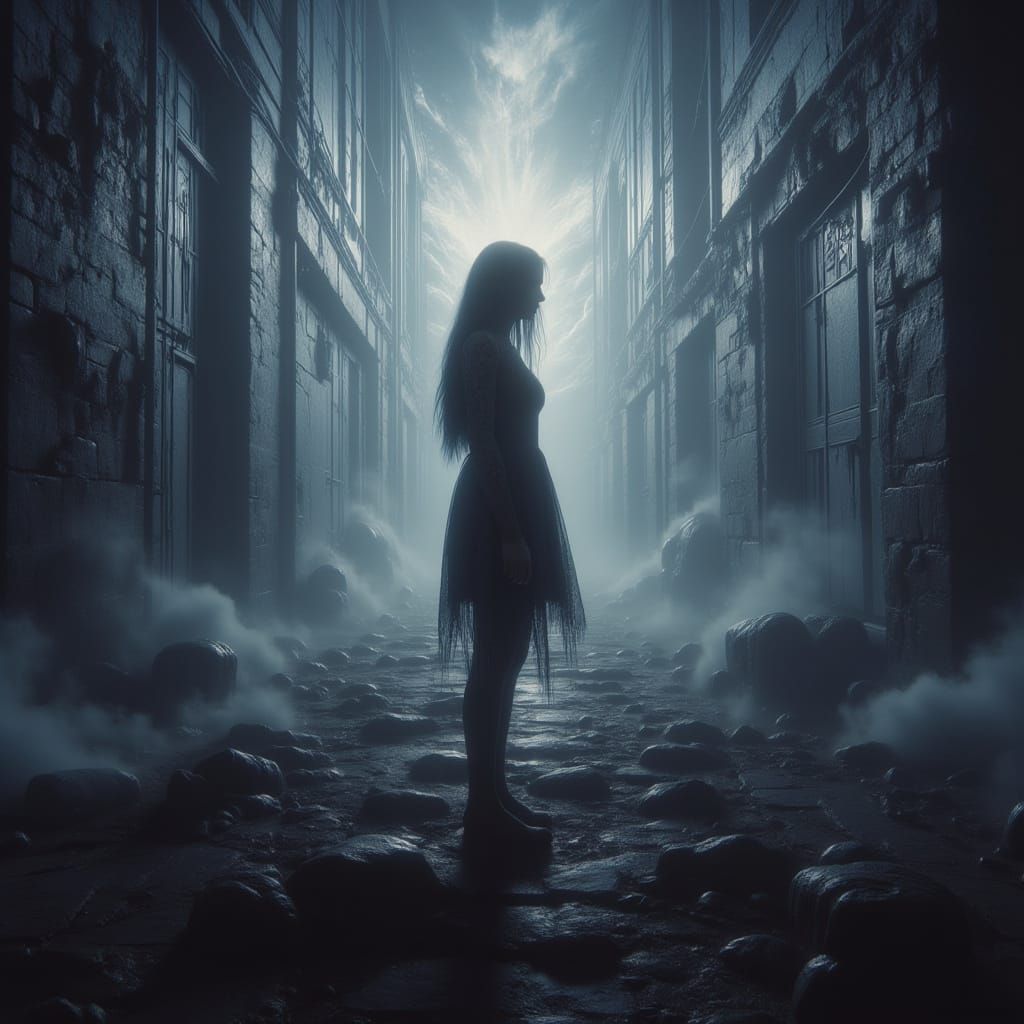 Woman's Shadow in Surreal Dreamscape, Digital Painting