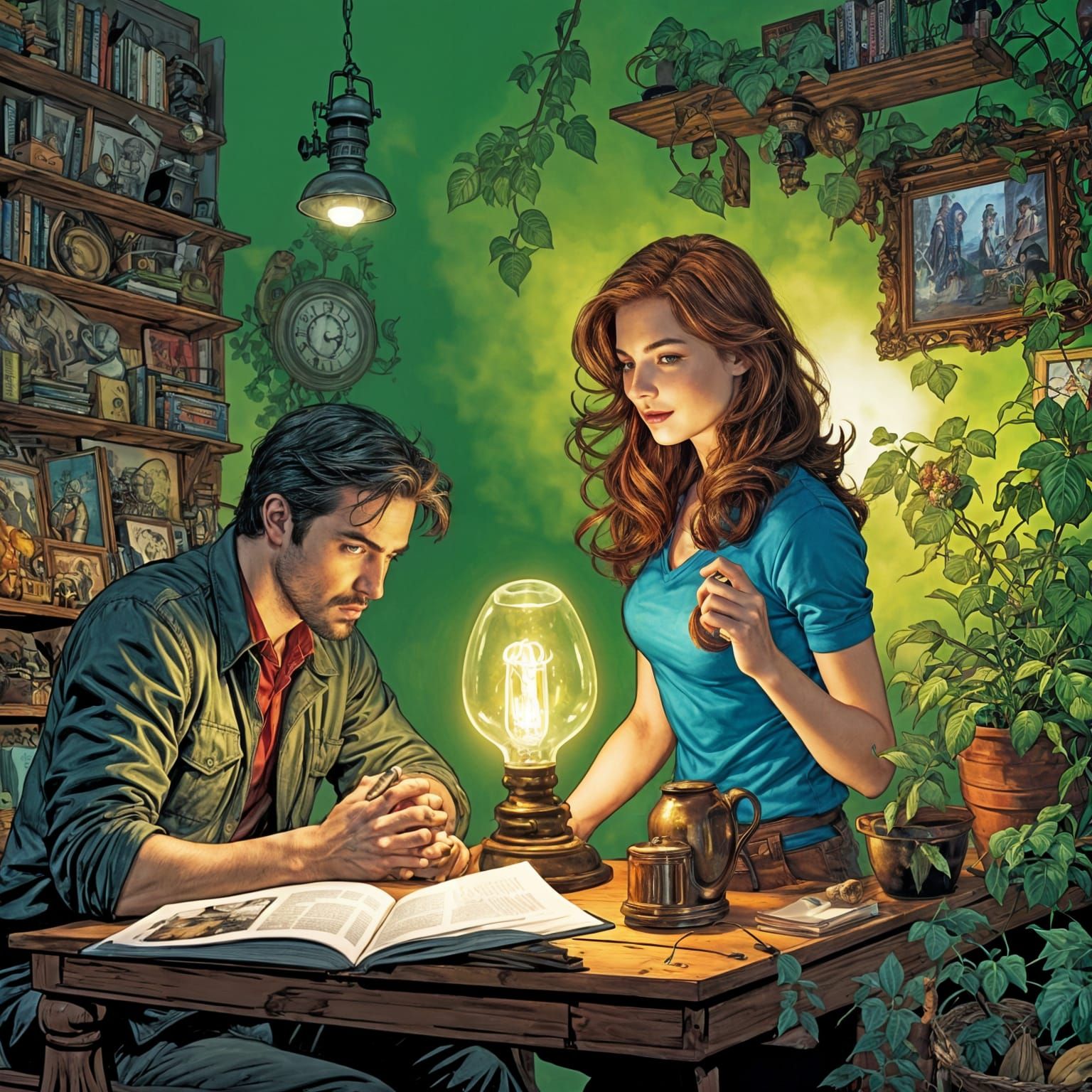 Lamp in Comic Book Style Illustration