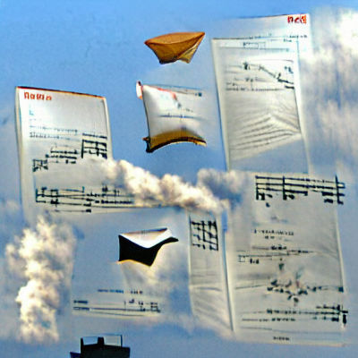 Sheet Music Floating in the Air