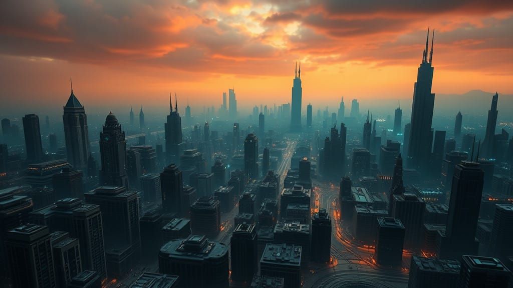 Hazy Alien Metropolis Unveiled in Turquoise Hue