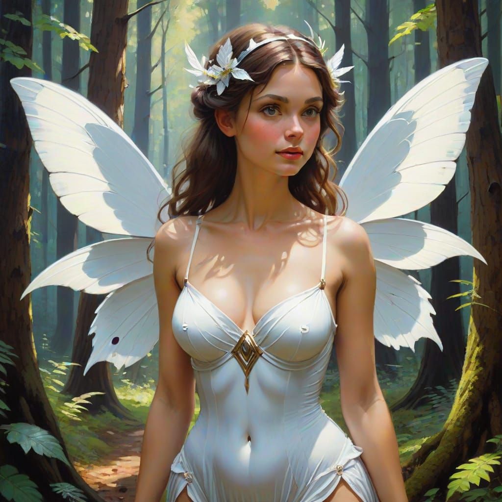 Ethereal Forest Fairy in Oil Painting Style