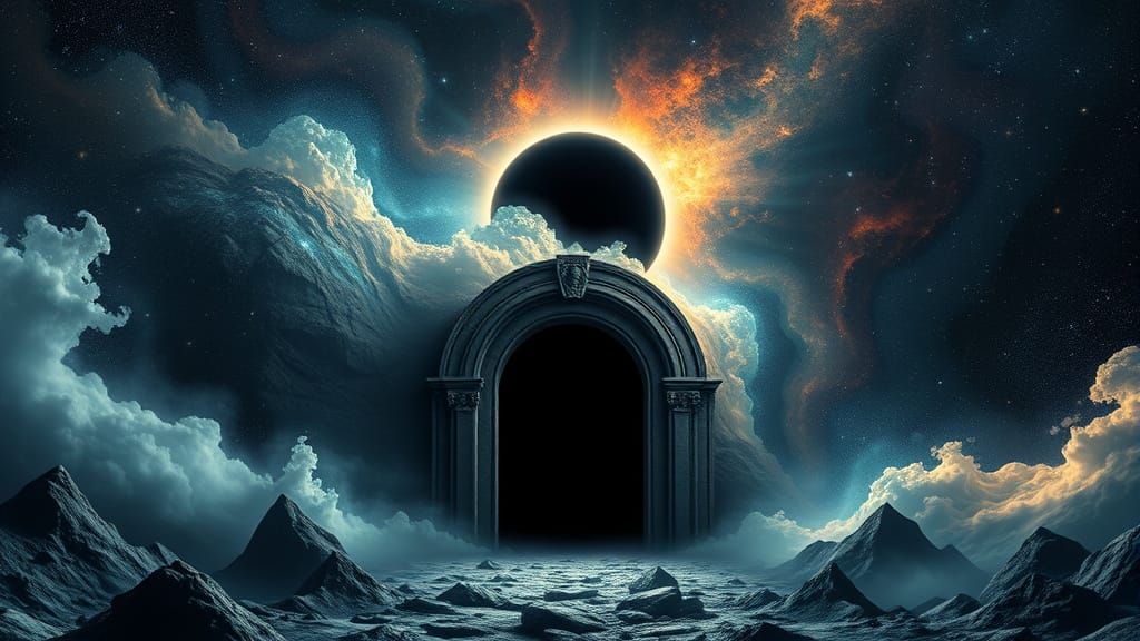 Magical Portal to Parallel Universe Under Black Sun