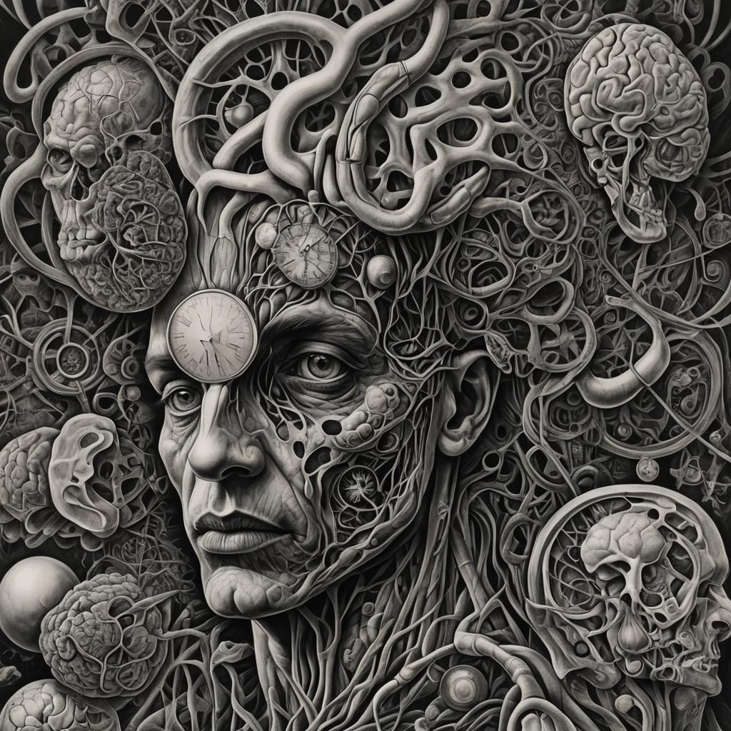 Hyperdetailed Charcoal Drawing of Medical Problems