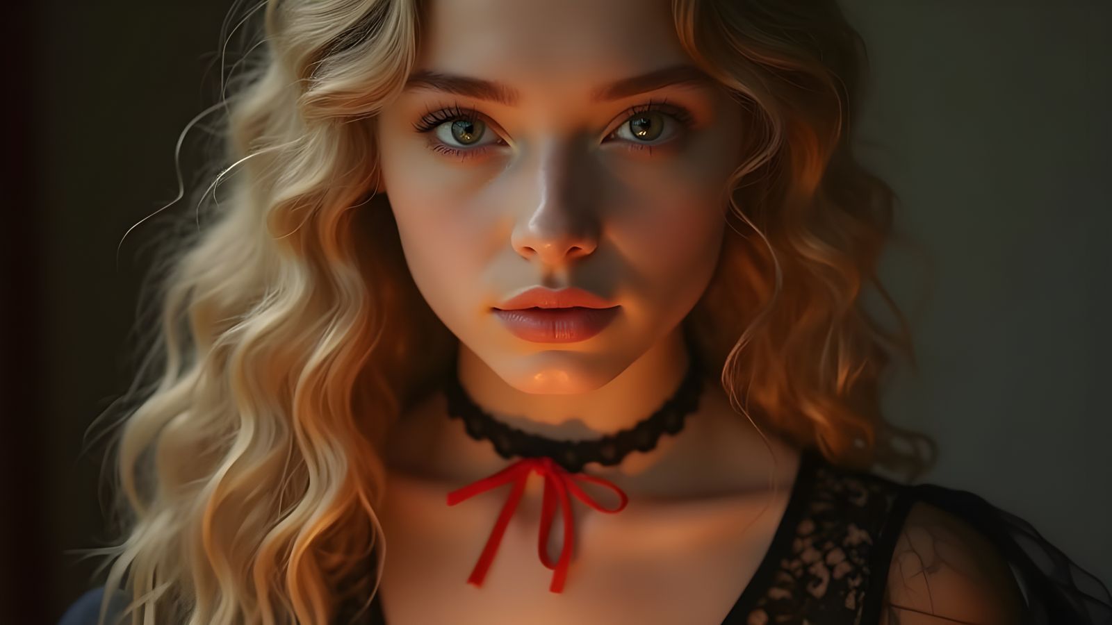A Young Woman's Enchanting Portrait in Candlelit Splendor