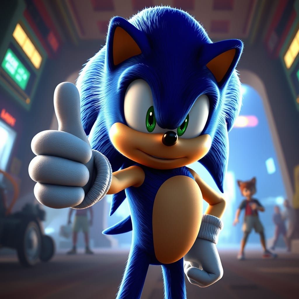 Sonic the Hedgehog in a Cinematic Moment