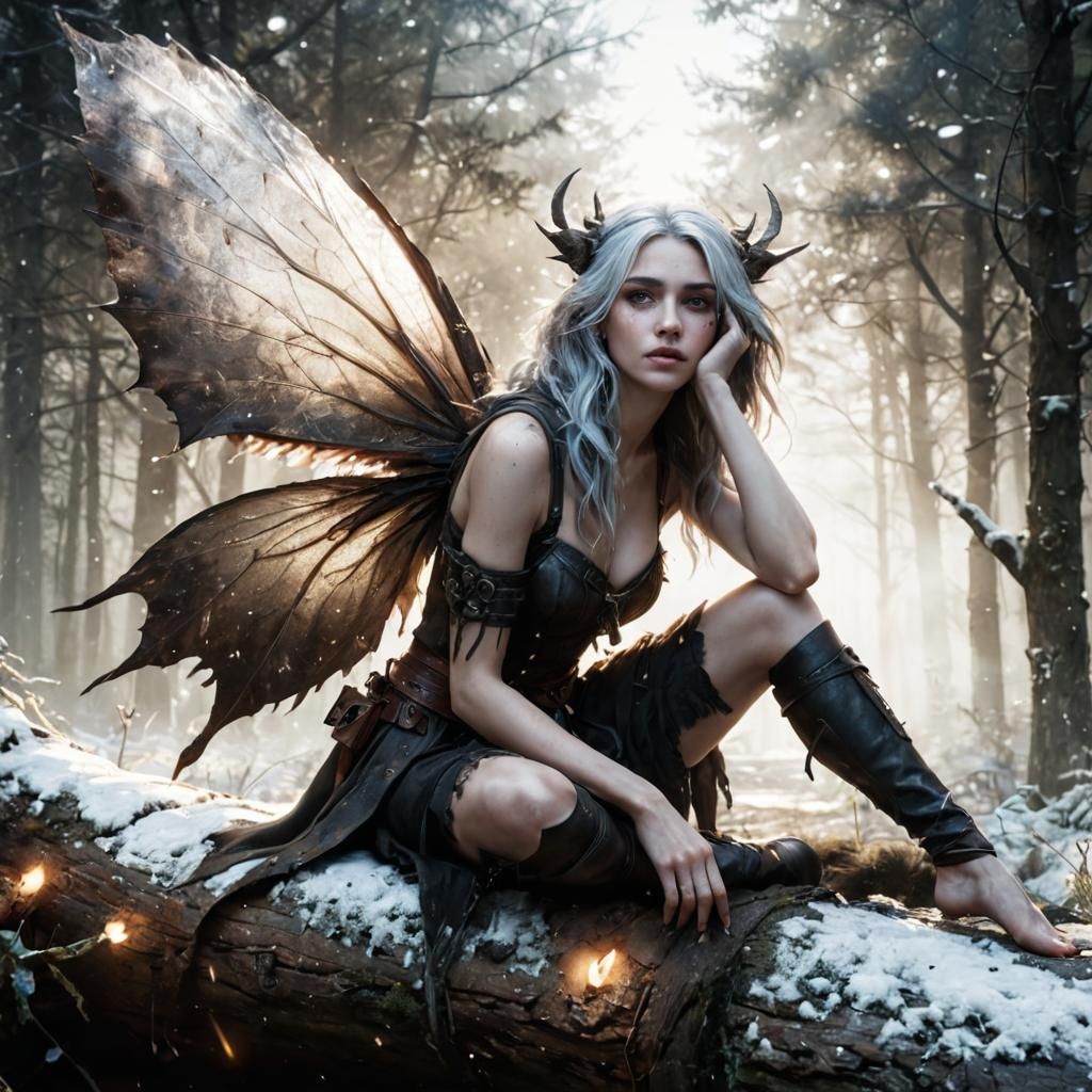 Fairy in White Forest as Detailed Matte Painting