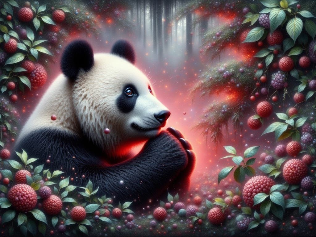Mystical Panda in a Japanese Garden