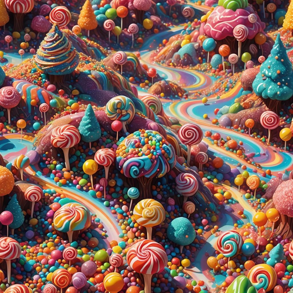 Immortals Lounging in Whimsical Candyland Art