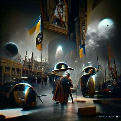 Cosmic Warriors in Precisionist Film Noir Style